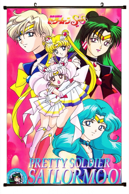 sailormoon Anime black Plastic rod Cloth painting Wall Scroll 60X90CM M2-47