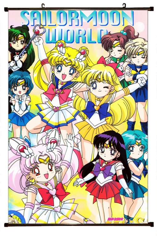 sailormoon Anime black Plastic rod Cloth painting Wall Scroll 60X90CM M2-33