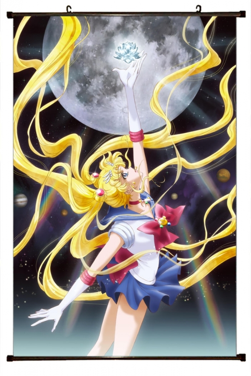 sailormoon Anime black Plastic rod Cloth painting Wall Scroll 60X90CM   M2-160