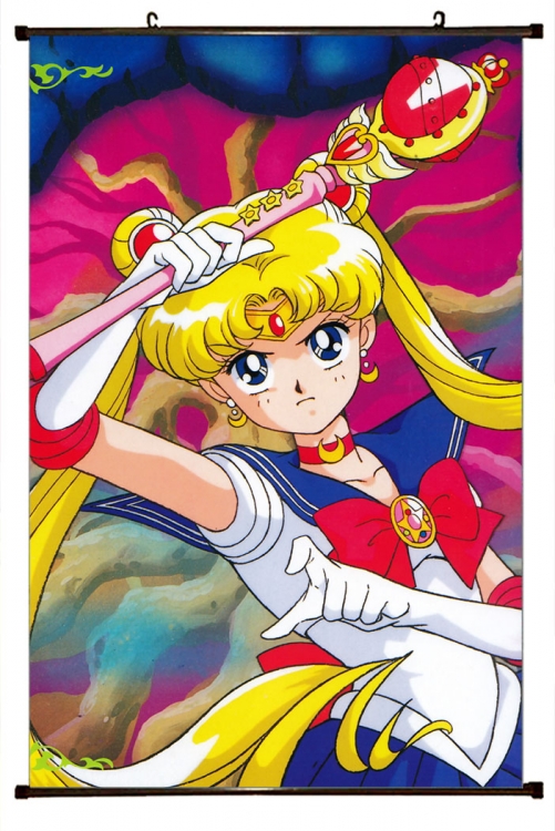 sailormoon Anime black Plastic rod Cloth painting Wall Scroll 60X90CM   M2-158