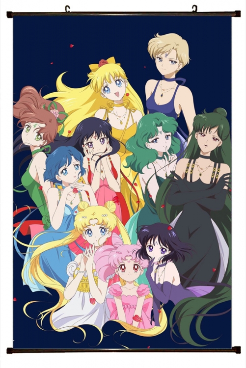 sailormoon Anime black Plastic rod Cloth painting Wall Scroll 60X90CM  M2-116