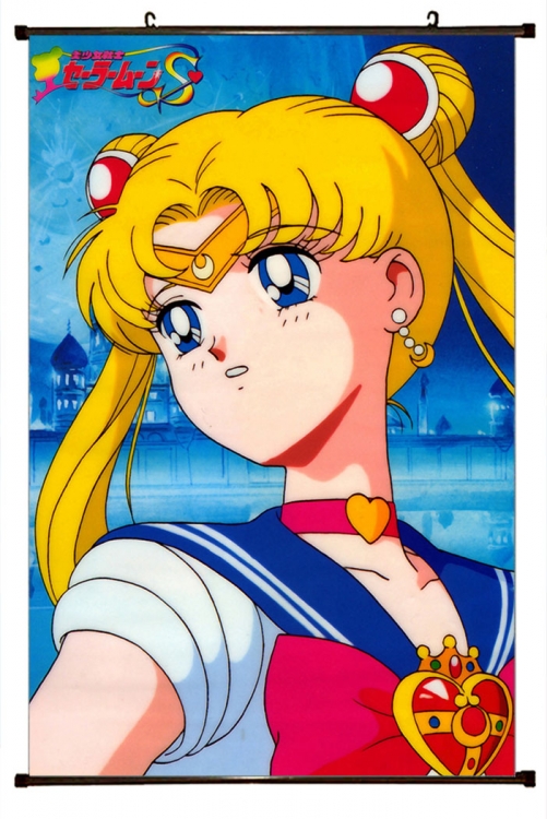 sailormoon Anime black Plastic rod Cloth painting Wall Scroll 60X90CM  M2-144