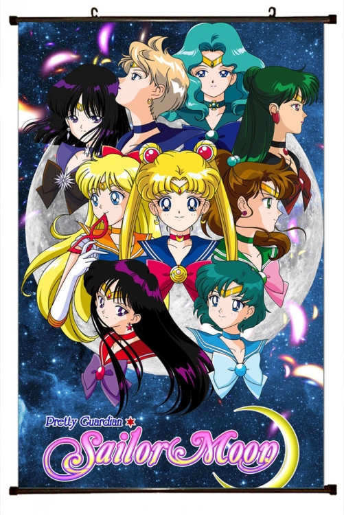 sailormoon Anime black Plastic rod Cloth painting Wall Scroll 60X90CM  M2-129