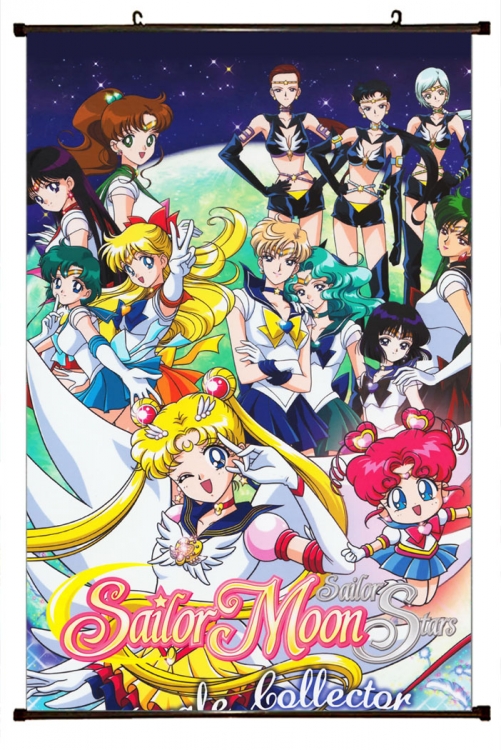 sailormoon Anime black Plastic rod Cloth painting Wall Scroll 60X90CM  M2-114