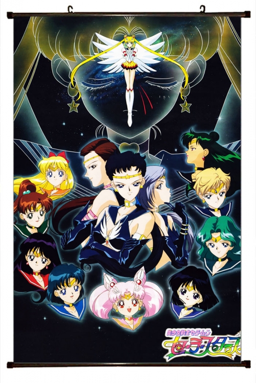 sailormoon Anime black Plastic rod Cloth painting Wall Scroll 60X90CM  M2-128