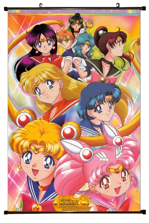 sailormoon Anime black Plastic rod Cloth painting Wall Scroll 60X90CM   M2-131