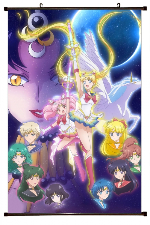 sailormoon Anime black Plastic rod Cloth painting Wall Scroll 60X90CM  M2-111