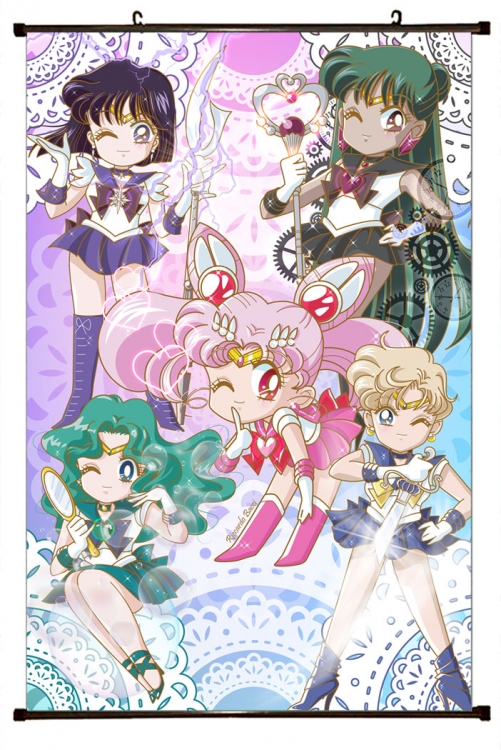 sailormoon Anime black Plastic rod Cloth painting Wall Scroll 60X90CM   M2-108