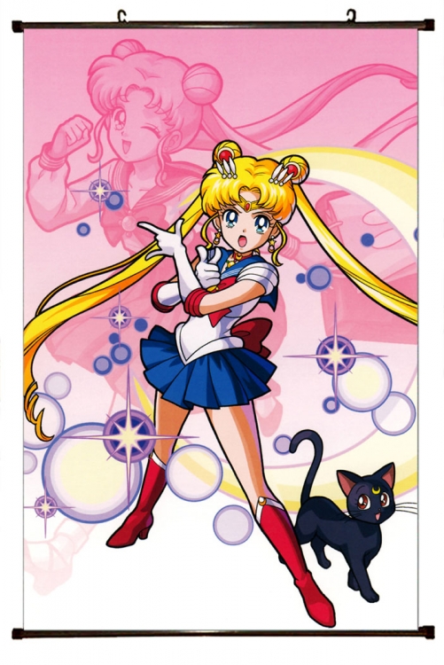 sailormoon Anime black Plastic rod Cloth painting Wall Scroll 60X90CM  M2-183