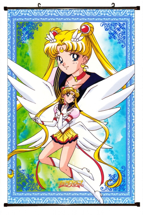 sailormoon Anime black Plastic rod Cloth painting Wall Scroll 60X90CM M2-191