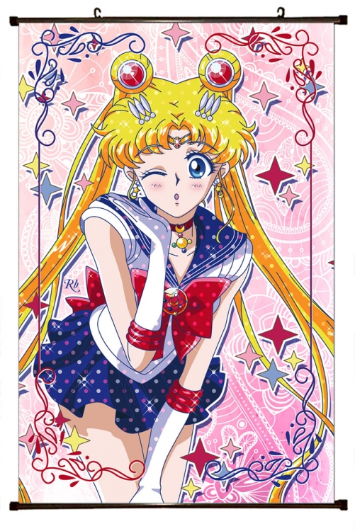 sailormoon Anime black Plastic rod Cloth painting Wall Scroll 60X90CM M2-213