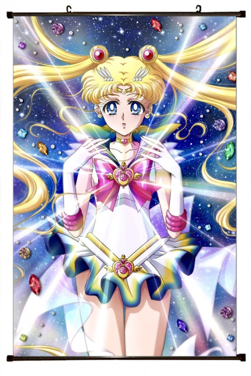 sailormoon Anime black Plastic rod Cloth painting Wall Scroll 60X90CM M2-221