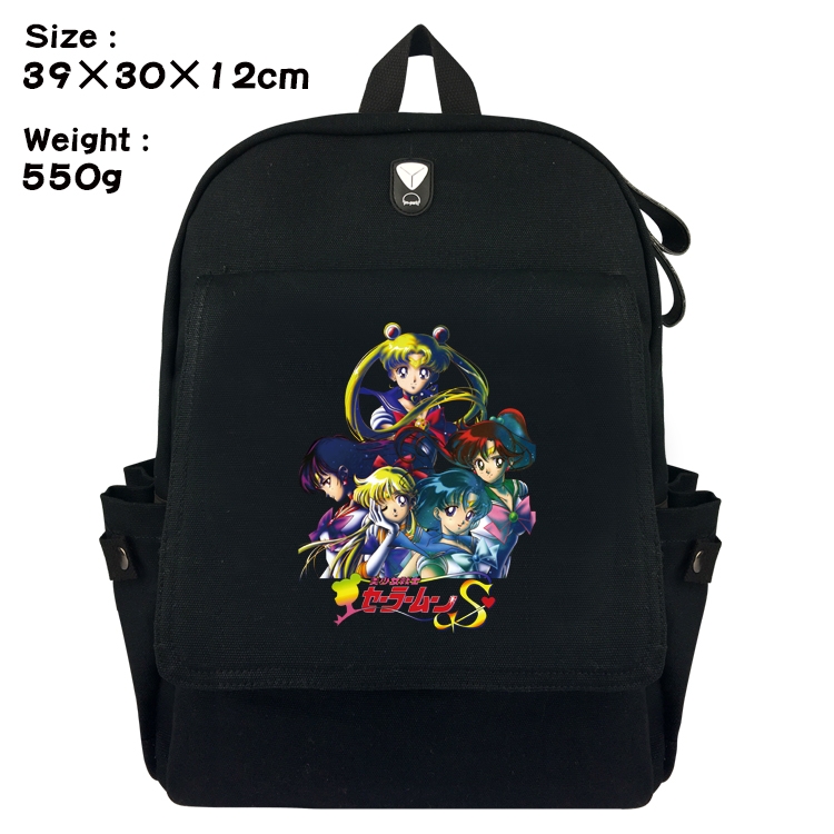 sailormoon Canvas Flip Backpack Student Schoolbag  39X30X12CM