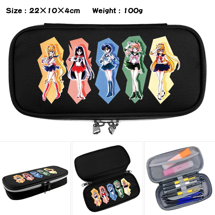 sailormoon Anime Waterproof canvas zipper clamshell pencil case pencil case  22x10x4cm