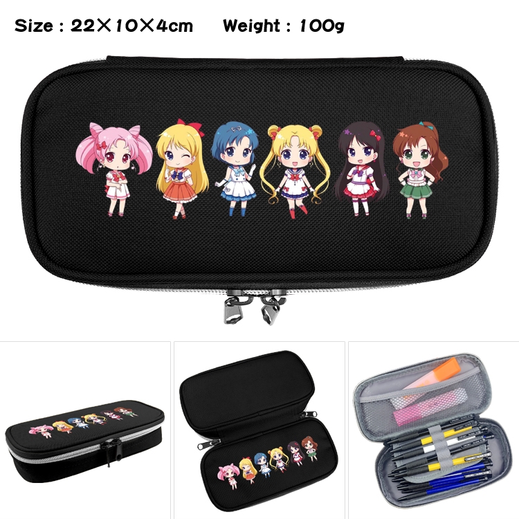 sailormoon Anime Waterproof canvas zipper clamshell pencil case pencil case  22x10x4cm