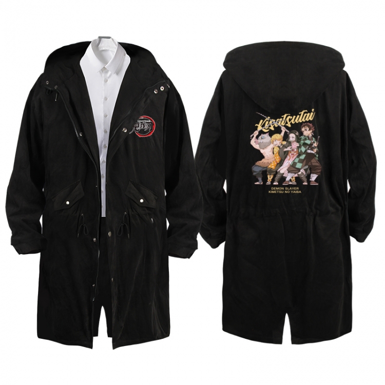 Demon Slayer Kimets  Anime Peripheral Hooded Long Windbreaker Jacket from S to 3XL