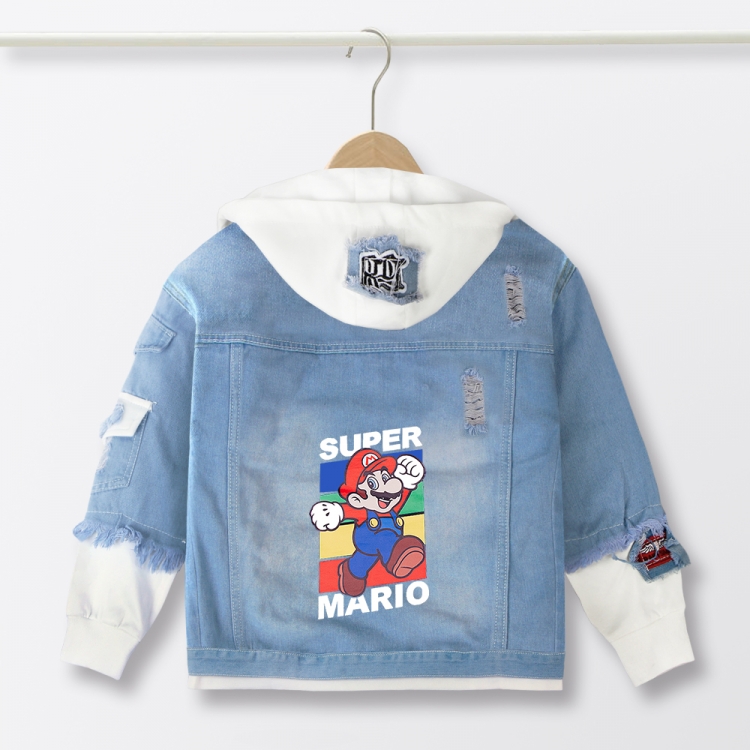 Super Mario Anime children's denim hooded sweater denim jacket  from 110 to 150 for children