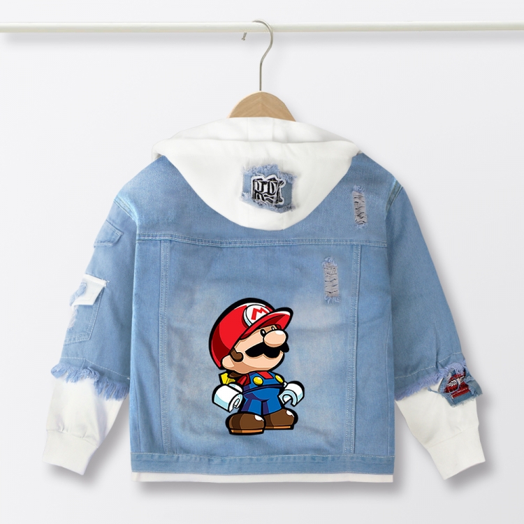 Super Mario Anime children's denim hooded sweater denim jacket  from 110 to 150 for children