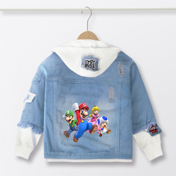 Super Mario Anime children's denim hooded sweater denim jacket  from 110 to 150 for children