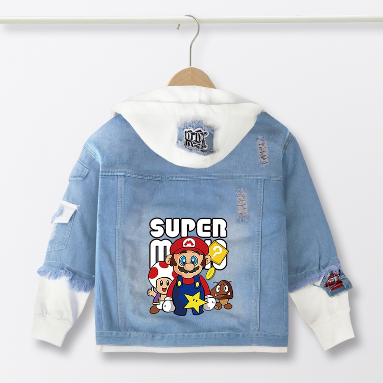 Super Mario Anime children's denim hooded sweater denim jacket  from 110 to 150 for children