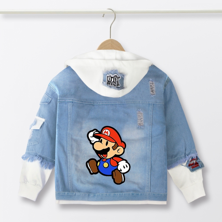 Super Mario Anime children's denim hooded sweater denim jacket  from 110 to 150 for children