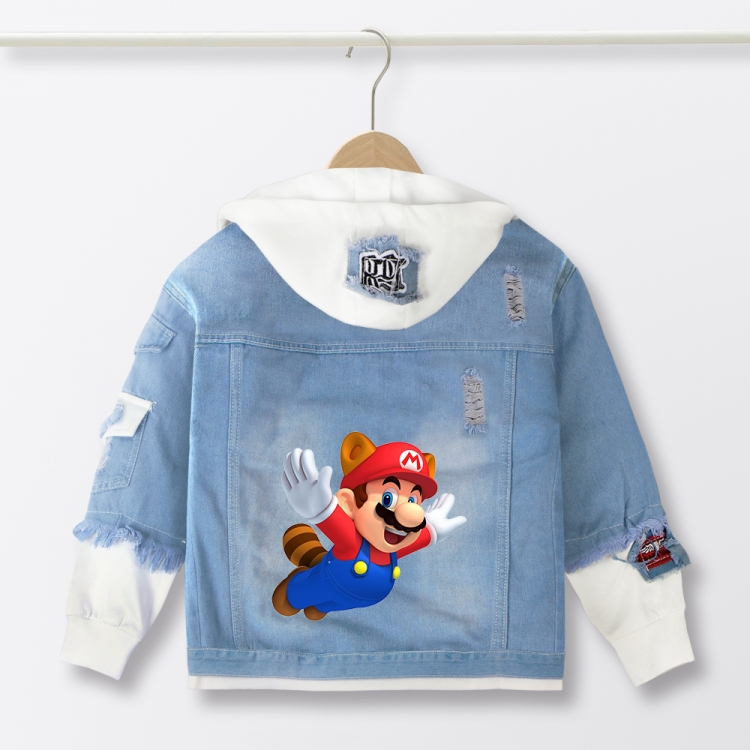 Super Mario Anime children's denim hooded sweater denim jacket  from 110 to 150 for children