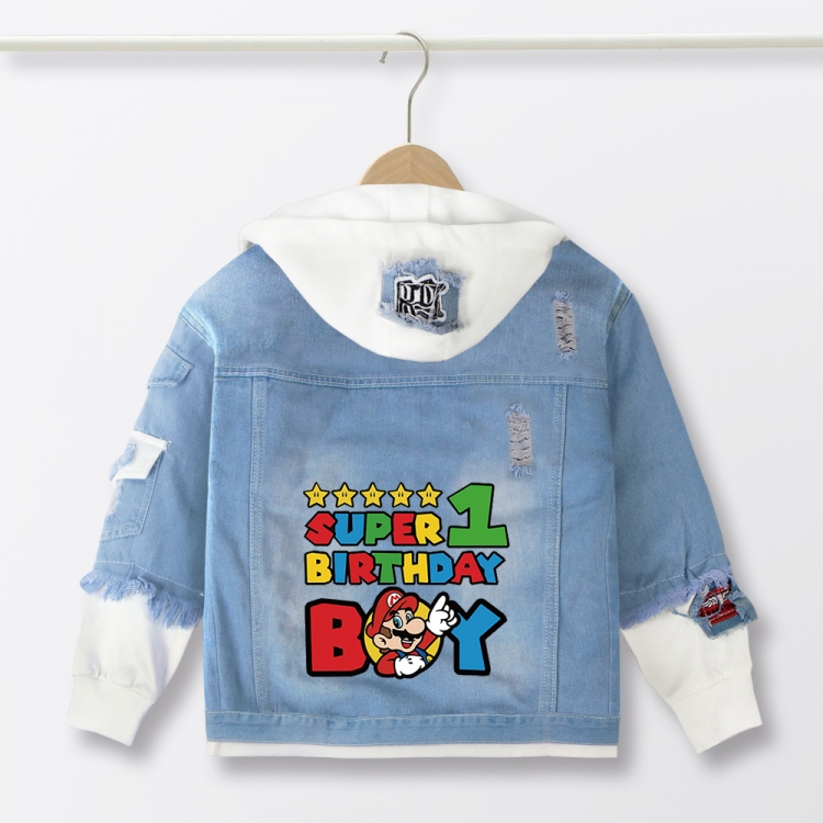 Super Mario Anime children's denim hooded sweater denim jacket  from 110 to 150 for children