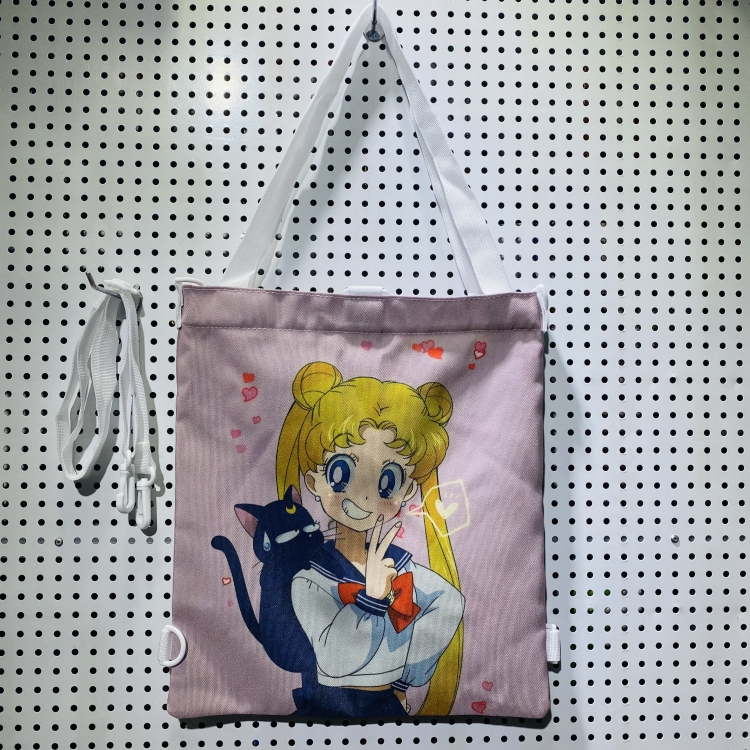 sailormoon Double-sided color picture canvas shoulder bag storage bag 33X32cm