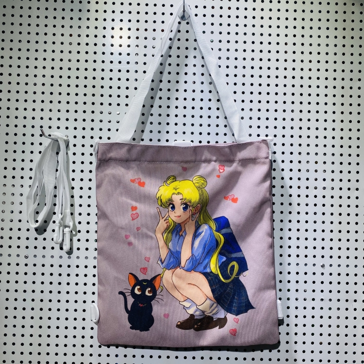 sailormoon Double-sided color picture canvas shoulder bag storage bag 33X32cm