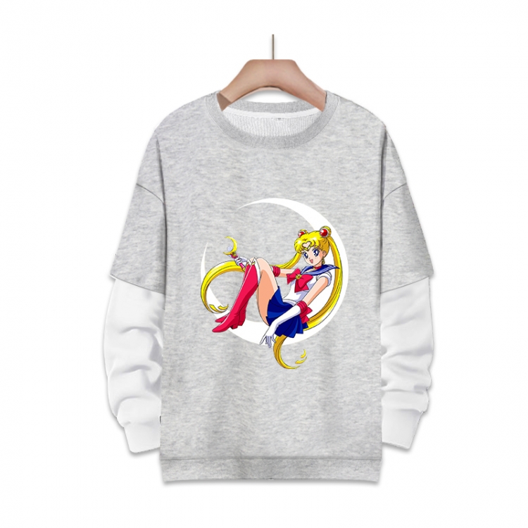  sailormoon Anime fake two-piece thick round neck sweater from S to 3XL