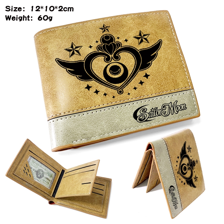 sailormoon Anime high quality PU two fold embossed wallet 12X10X2CM 60G