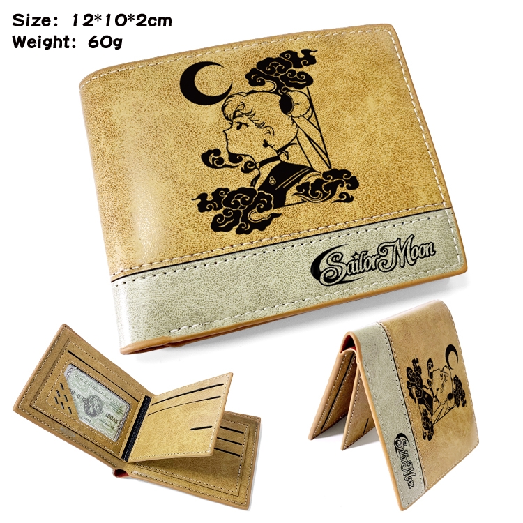 sailormoon Anime high quality PU two fold embossed wallet 12X10X2CM 60G