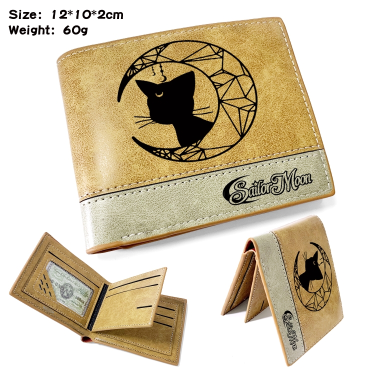 sailormoon Anime high quality PU two fold embossed wallet 12X10X2CM 60G