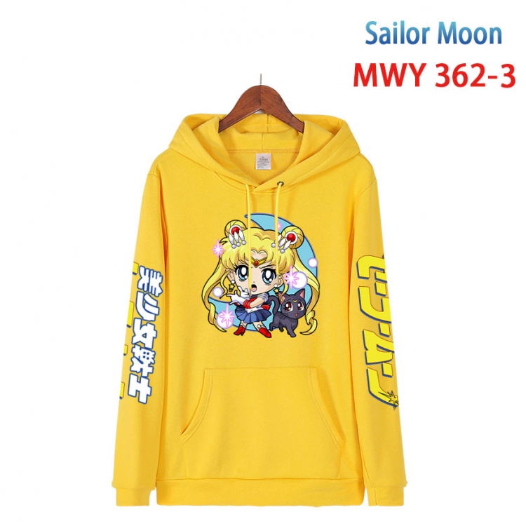 sailormoon Cartoon Sleeve Hooded Patch Pocket Cotton Sweatshirt from S to 4XL 