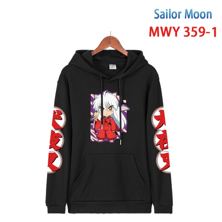 sailormoon Cartoon Sleeve Hooded Patch Pocket Cotton Sweatshirt from S to 4XL 