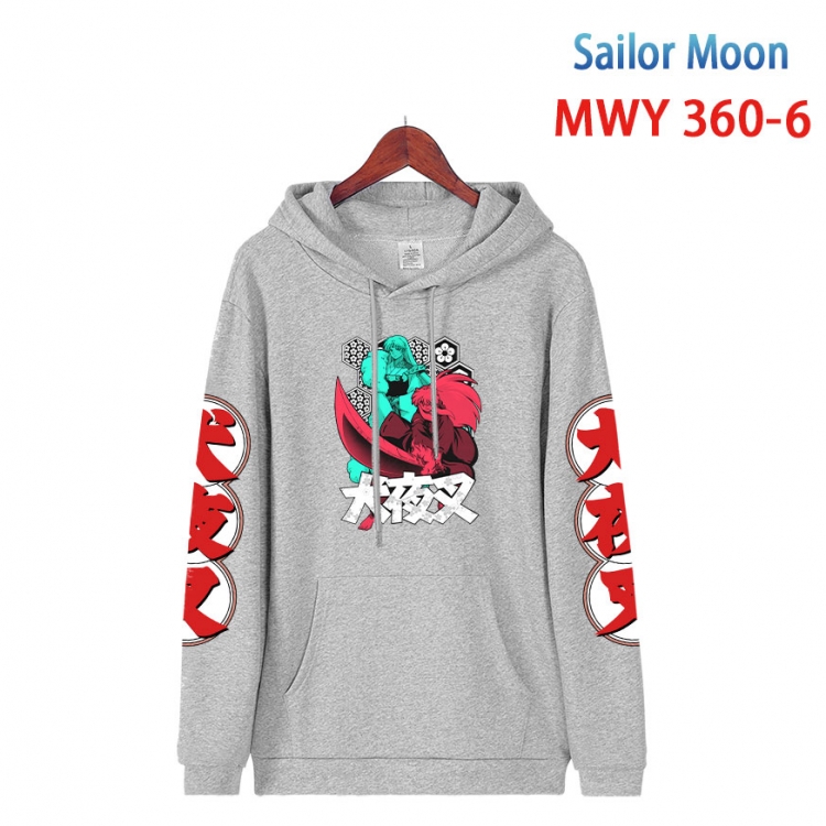 sailormoon Cartoon Sleeve Hooded Patch Pocket Cotton Sweatshirt from S to 4XL  MWY 360 6