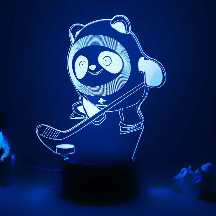 Winter Olympics Bingdundun 3D night light USB touch switch colorful acrylic table lamp BLACK BASE