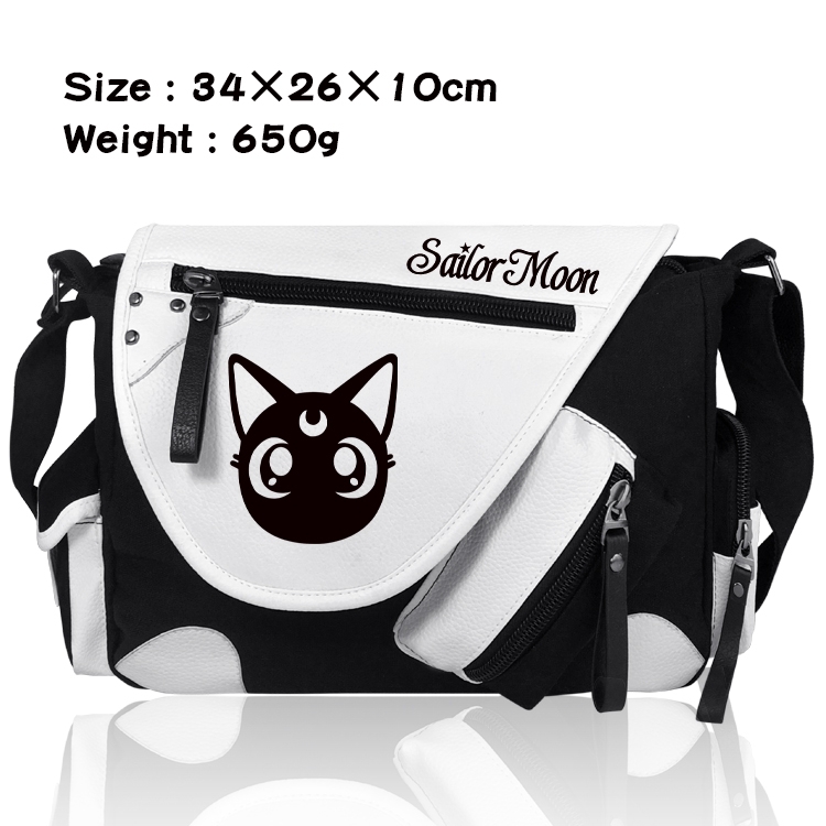 sailormoon PU Colorblock Leather Shoulder Crossbody Bag 34x26x10cm