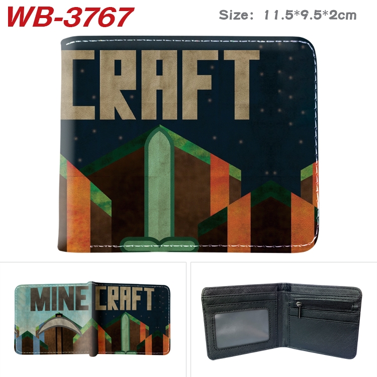 Minecraft Anime color book two-fold leather wallet 11.5X9.5X2CM  WB-3767A