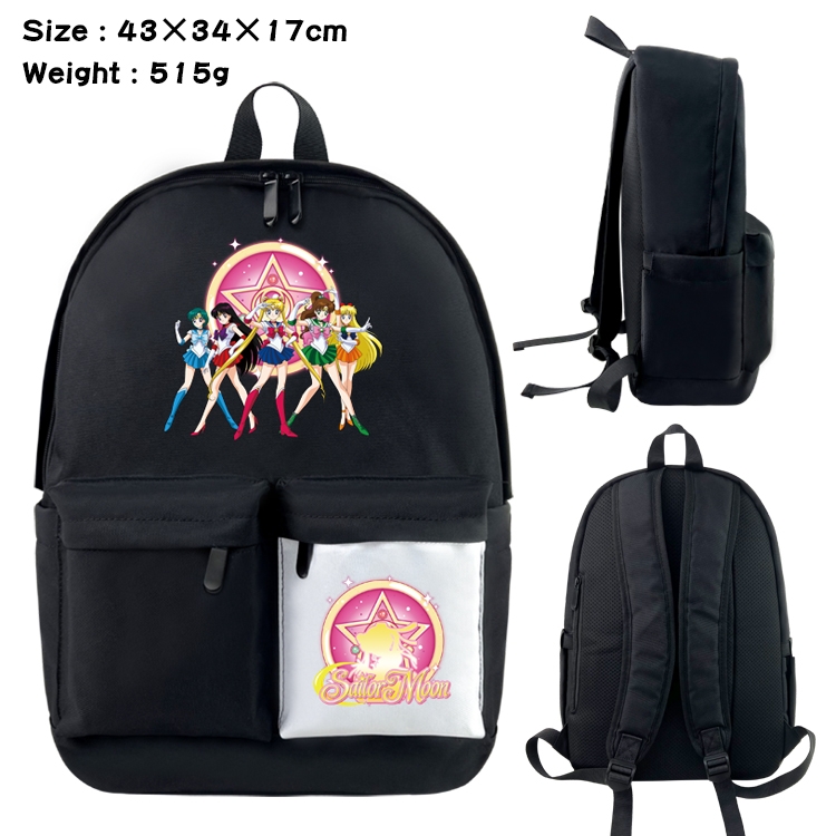 sailormoon Anime Black and White Double Spell Waterproof Backpack School Bag 43x34x17cm