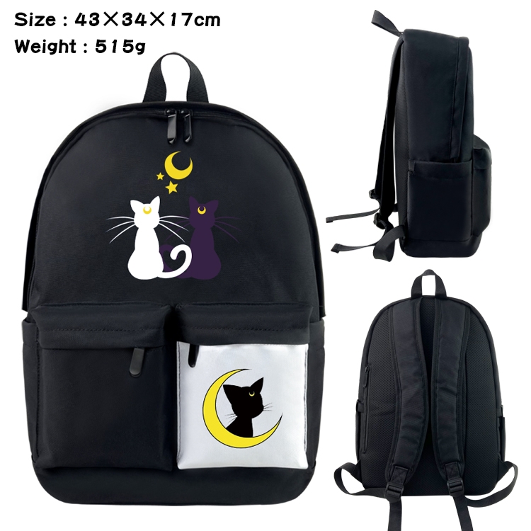 sailormoon Anime Black and White Double Spell Waterproof Backpack School Bag 43x34x17cm