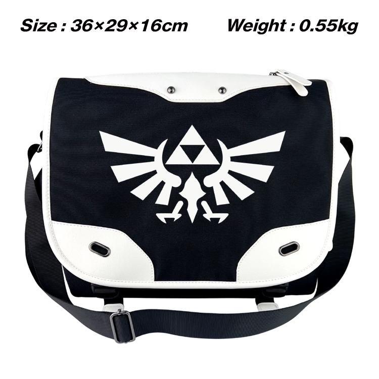 The Legend of Zelda Black and white anime waterproof one shoulder messenger bag schoolbag 36X29X16CM