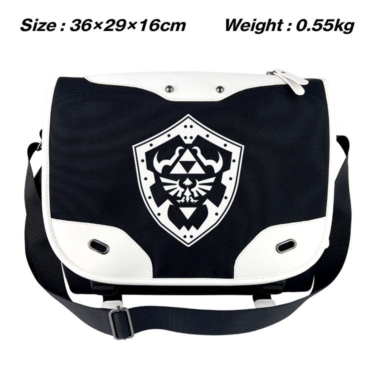 The Legend of Zelda Black and white anime waterproof one shoulder messenger bag schoolbag 36X29X16CM