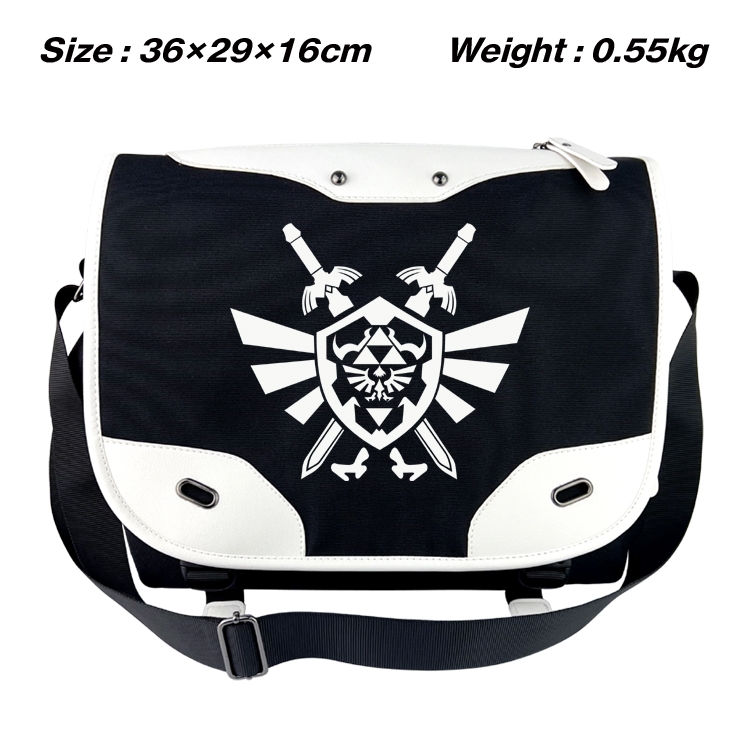 The Legend of Zelda Black and white anime waterproof one shoulder messenger bag schoolbag 36X29X16CM