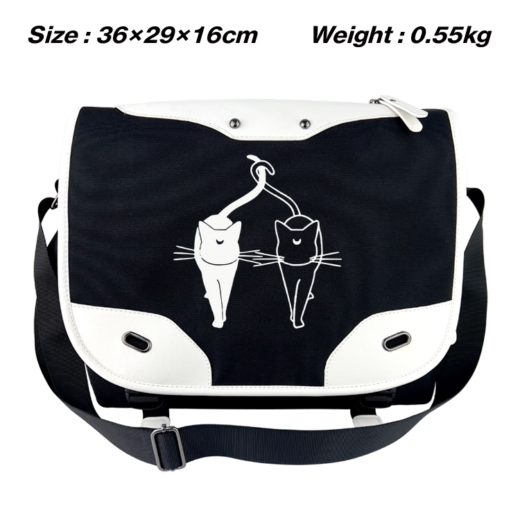 sailormoon Black and white anime waterproof nylon shoulder messenger bag schoolbag 36X29X16CM