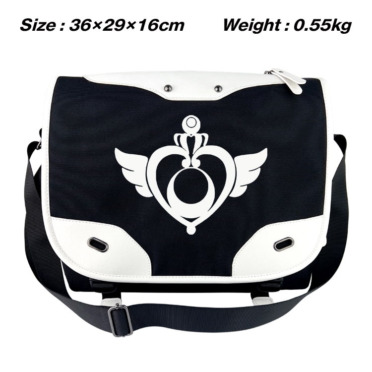 sailormoon Black and white anime waterproof nylon shoulder messenger bag schoolbag 36X29X16CM