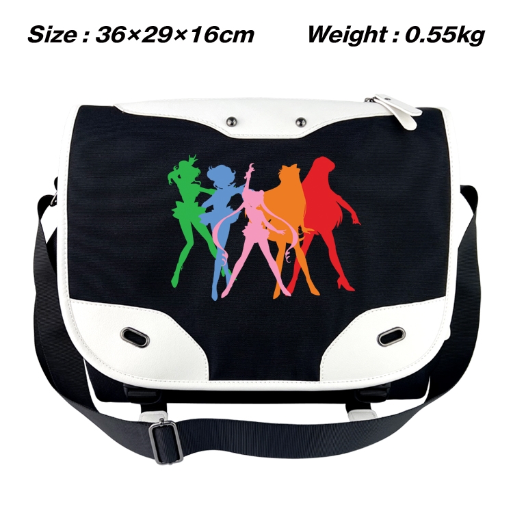 sailormoon Black and white anime waterproof nylon shoulder messenger bag schoolbag 36X29X16CM