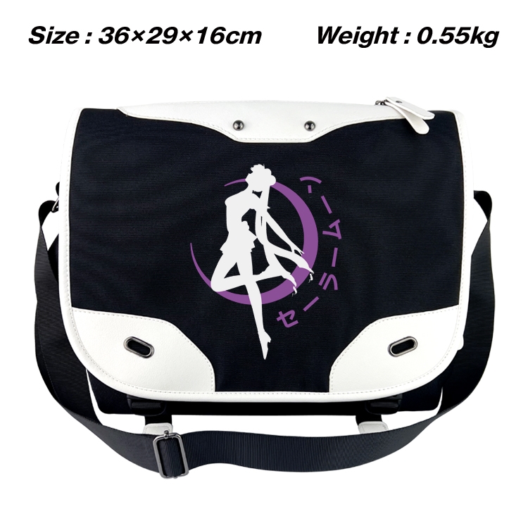 sailormoon Black and white anime waterproof nylon shoulder messenger bag schoolbag 36X29X16CM