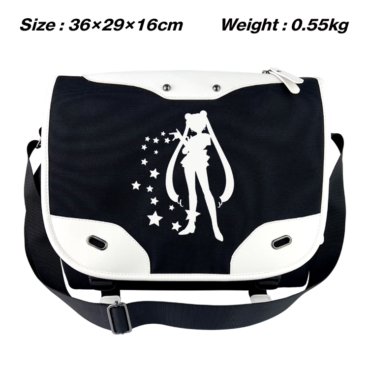 sailormoon Black and white anime waterproof nylon shoulder messenger bag schoolbag 36X29X16CM