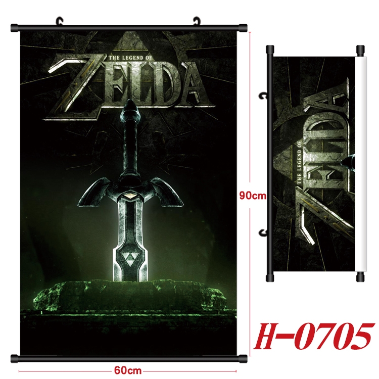 The Legend of Zelda Anime Black Plastic Rod Canvas Painting 60X90CM H-0705